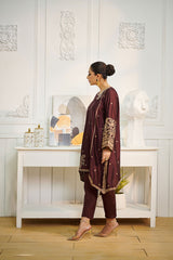 Dhanak DA 1613 Maroon Embroidered Kurta Eid Edits 2022