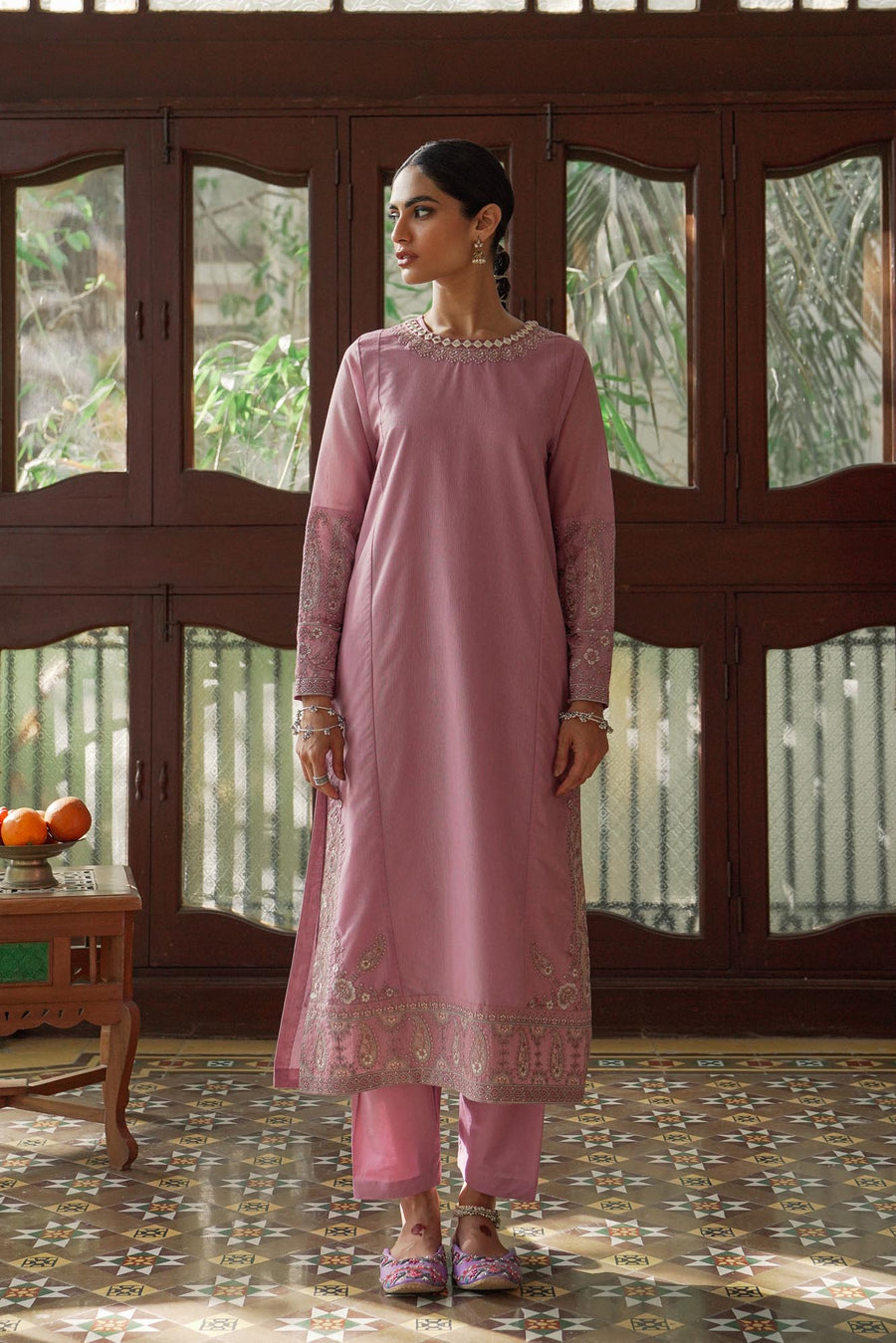 ethnic pink dress Floral Embroidered Mexican Dress: Oaxaca Ethnic Style