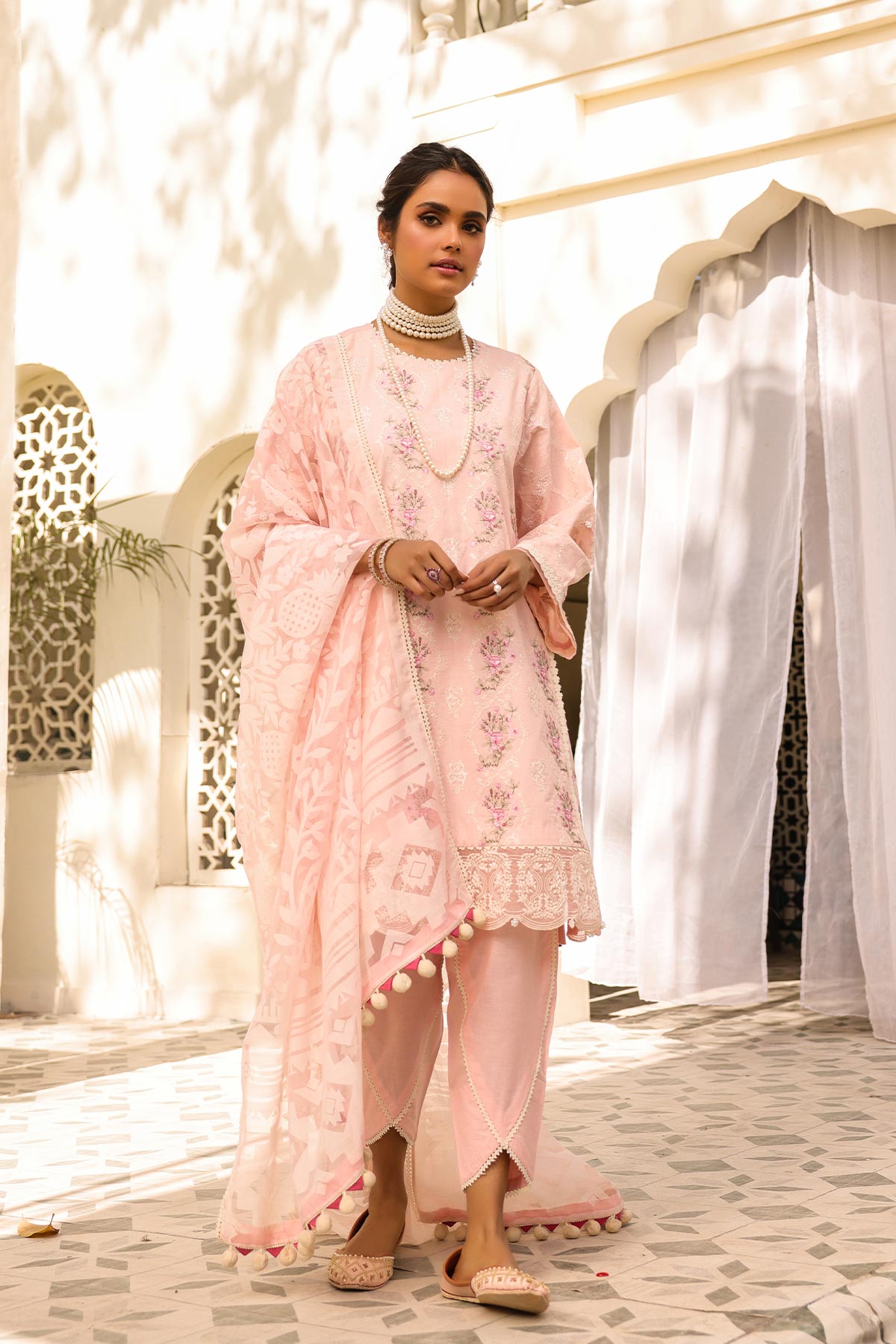 Alkaram ED-08A-23-Pink Meraki Chikenkari Collection