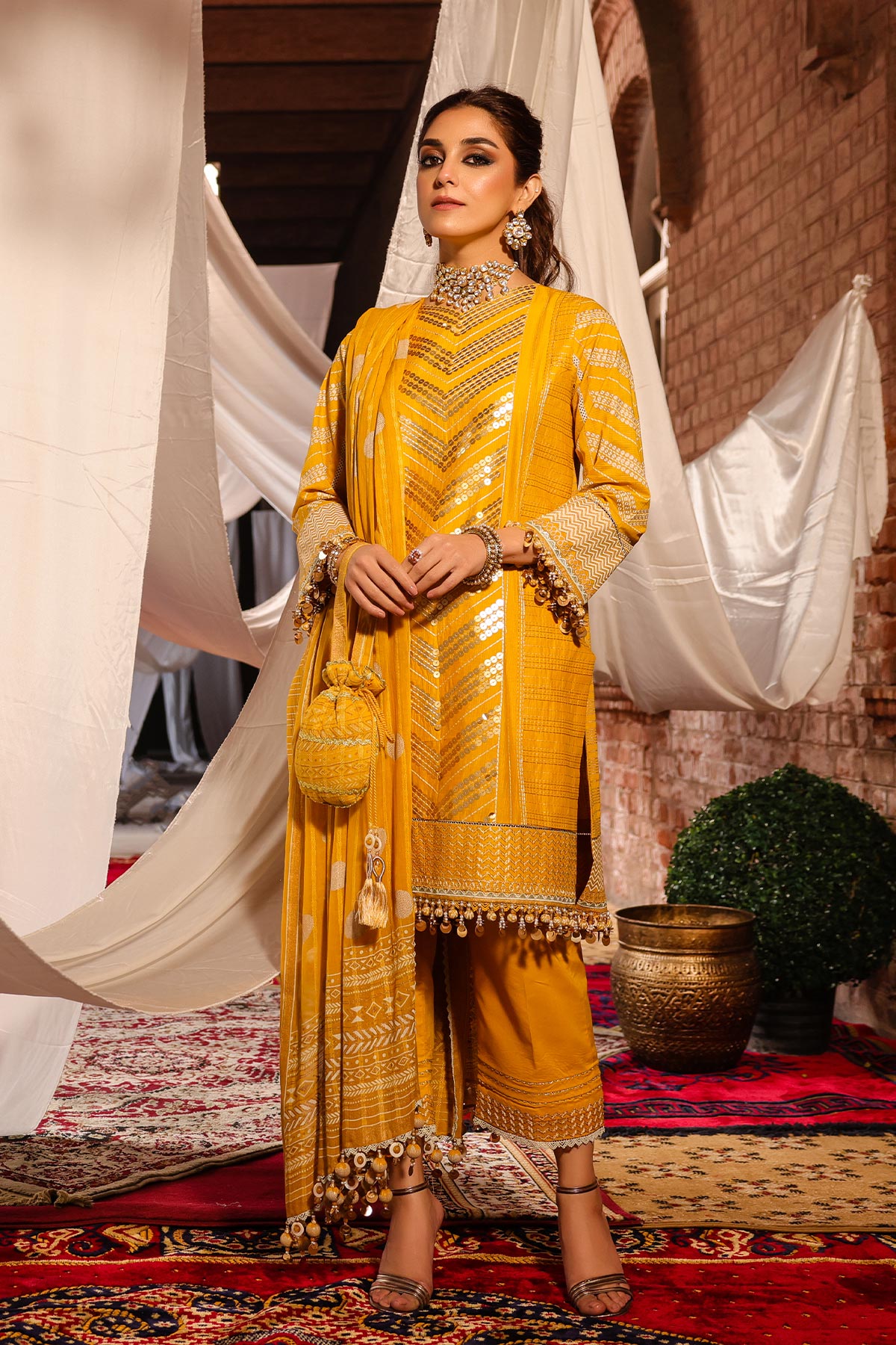 Alkaram FC-23J-23-Mustard Festive Eid Collection