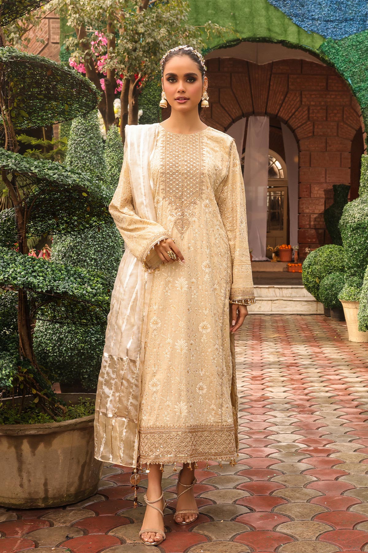 Alkaram FC-5B-23-Warm-Ivory Festive Eid Collection