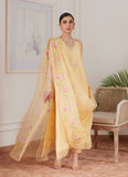 Farah Talib Aziz Cyrilla Pale Yellow Embroidered Raw Silk Shirt With Draped Dupatta Luxe Luna Eid Prets 2024
