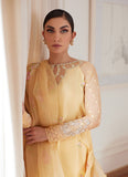 Farah Talib Aziz Cyrilla Pale Yellow Embroidered Raw Silk Shirt With Draped Dupatta Luxe Luna Eid Prets 2024