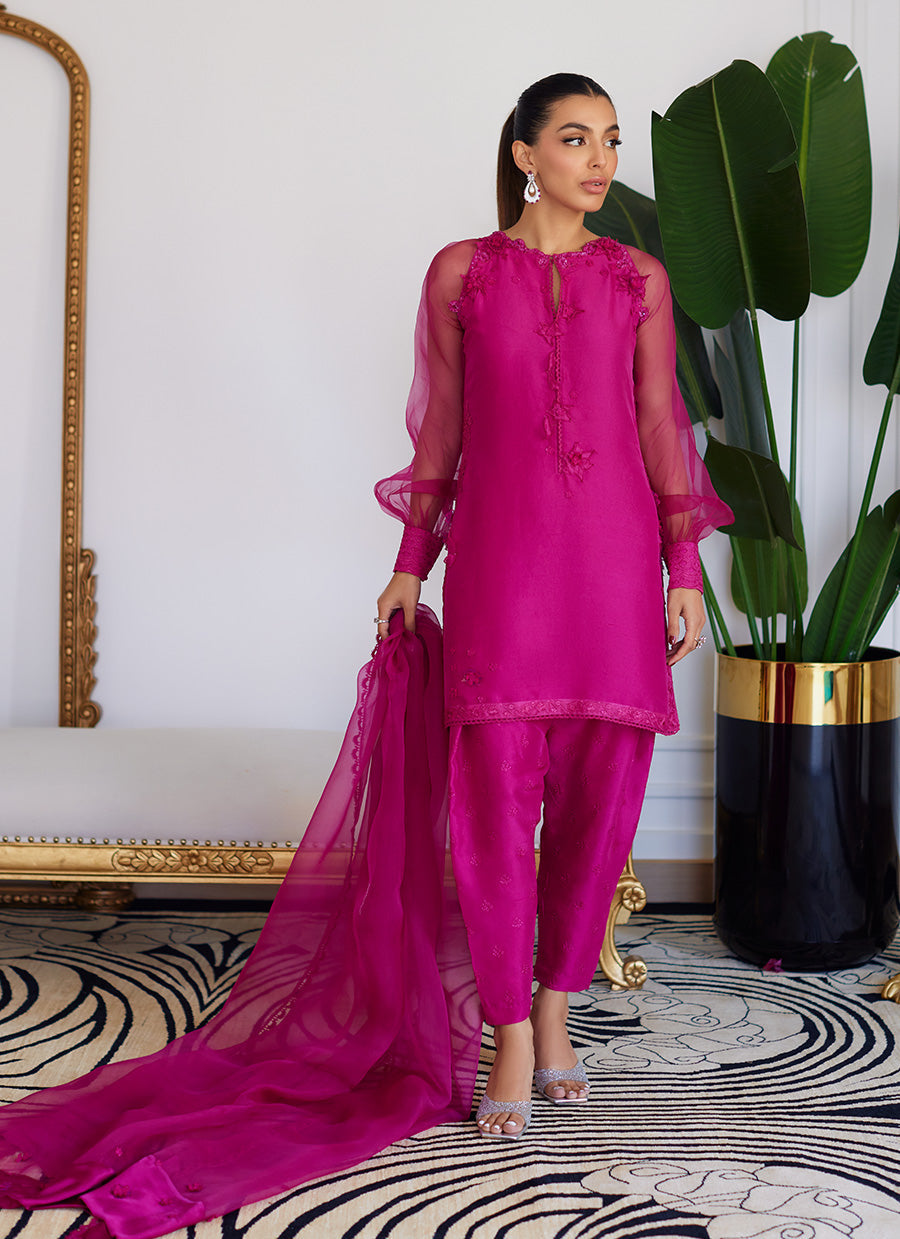 farah talib aziz pink dress Farah Talib Aziz FTA-05 Palmira Pink Embroidered Jacquard 3 Piece Festive Summer Suit