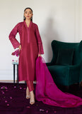 Farah Talib Aziz Honorine Magenta Embroidered Raw Silk Shirt With Dupatta Luxe Luna Eid Prets 2024