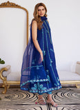 Farah Talib Aziz Elsyee Royal Blue Embroidered Raw Silk Shirt With Dupatta Luxe Luna Eid Prets 2024