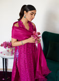 Farah Talib Aziz Clariene Hot Pink Schiffli Shirt With Dupatta Luxe Luna Eid Prets 2024
