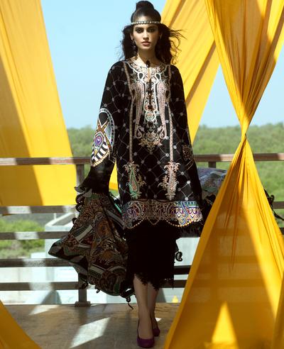 Ittehad ITE 024 SUT BLK Embroidered Series 2020