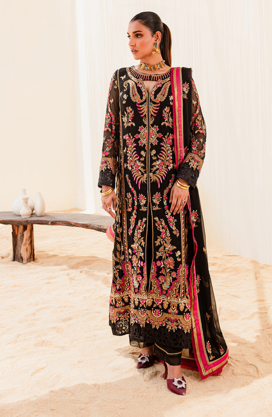 ワンピース andmary Lady like long dress Black ANDMARY】Lady like long dress
