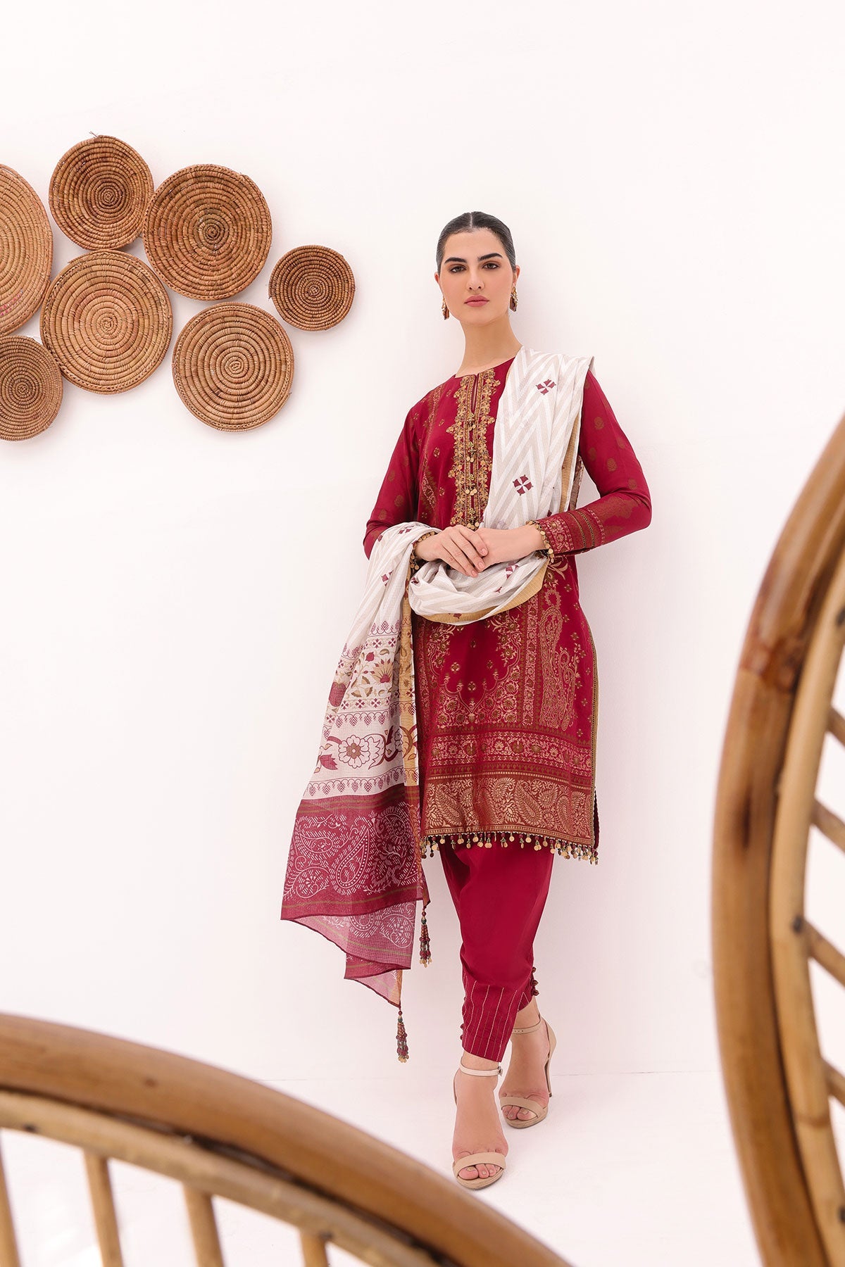 Alkaram JC 01 23 Maroon Jaquard Cotton Collection