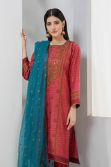 Bonanza Satrangi Red Cambric Suit Kasc223p01 Eid Pret 2022