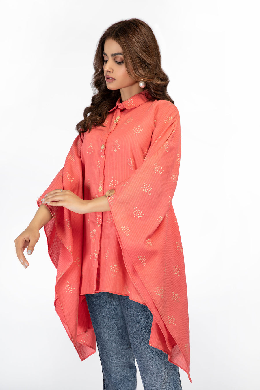 Maria B Shirt Coral Pink MB-EF23-29 Basics Shirts