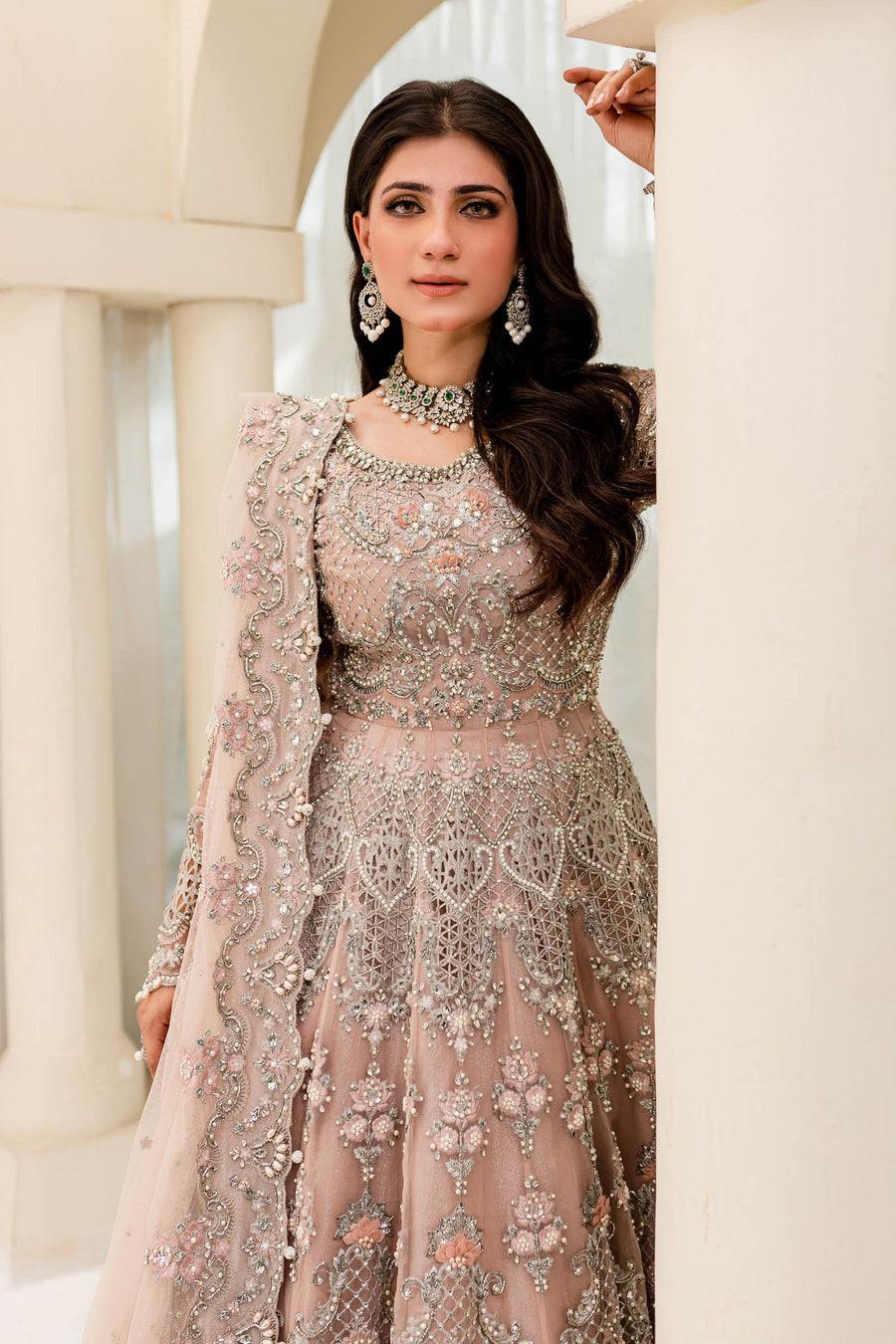 Maria B MC902-PowderPink Couture Wedding Collection Sara Clothes Maria B MC902-PowderPink Couture Wedding Collection Sara Clothes