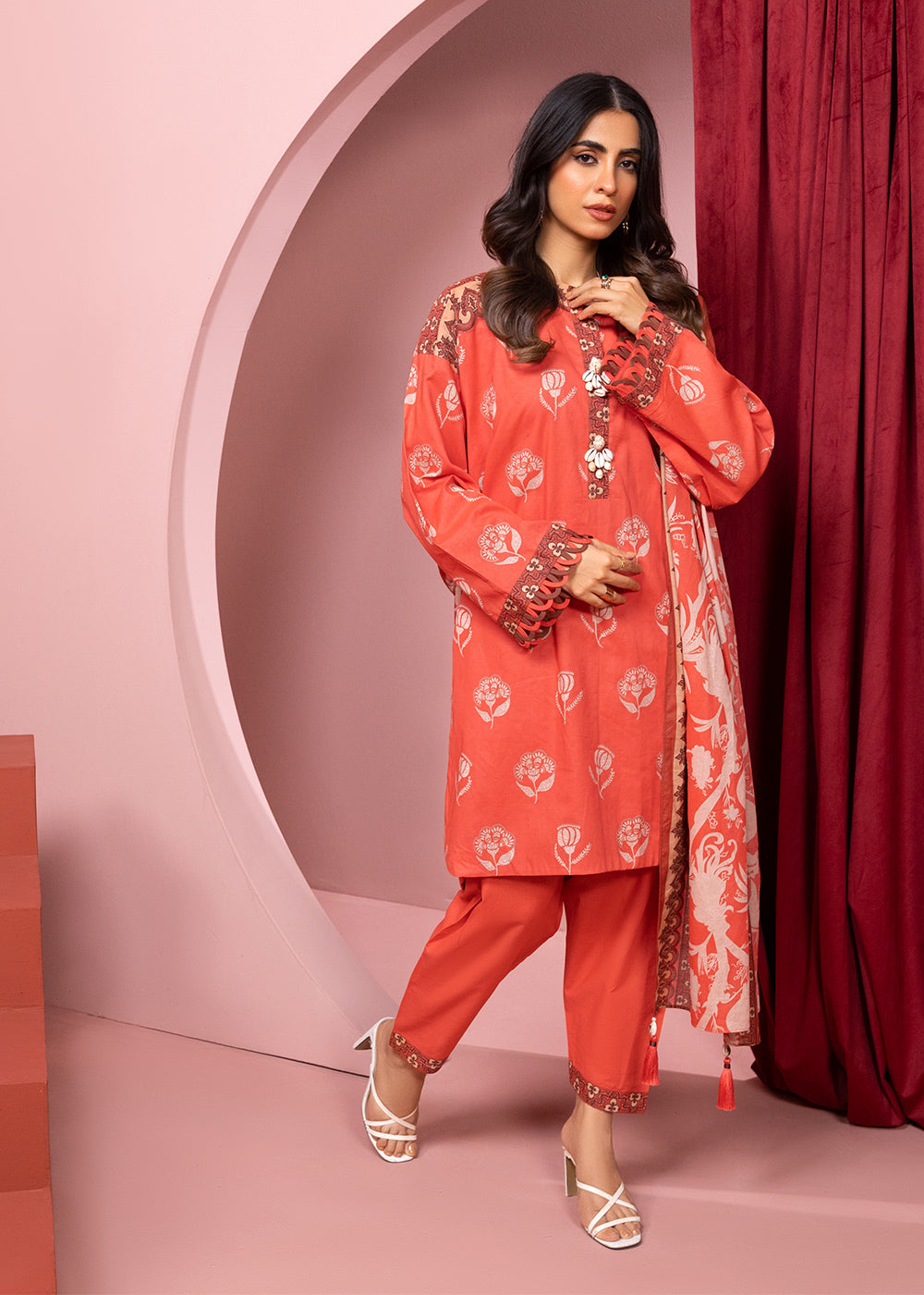 Alkaram MS-20-23-Coral Pink Mid Summer Collection