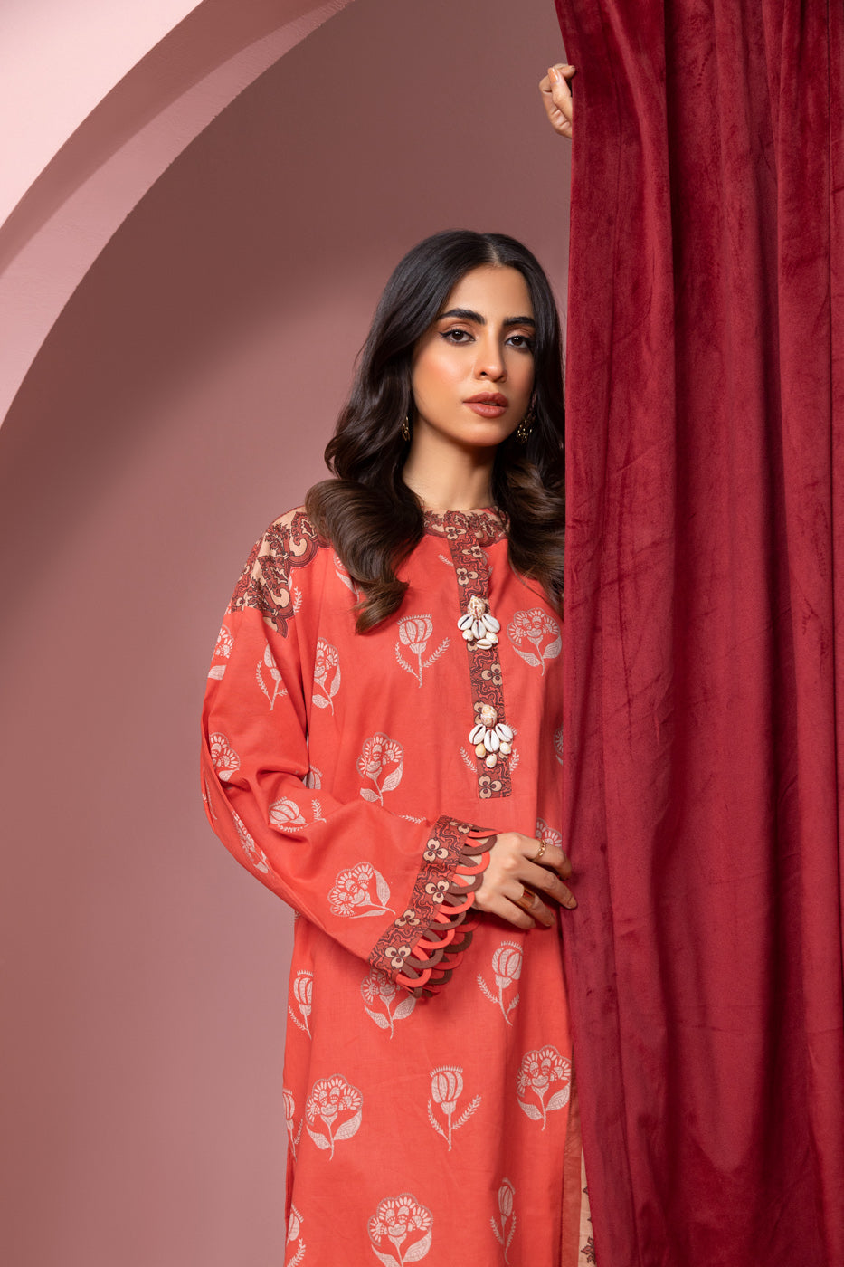 Alkaram MS-20-23-Coral Pink Mid Summer Collection
