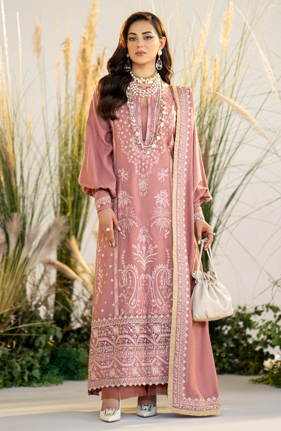 Maryum N Maria Dilreet MW23552 Shehr Bano Peach Leather Collection