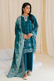 Cross Stitch Teal Lattice - 3pc Khaddar Printed Khaddar & Linen Collection