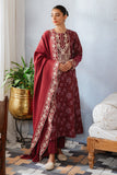 Cross Stitch Tango Plum - 3pc Khaddar Printed Khaddar & Linen Collection
