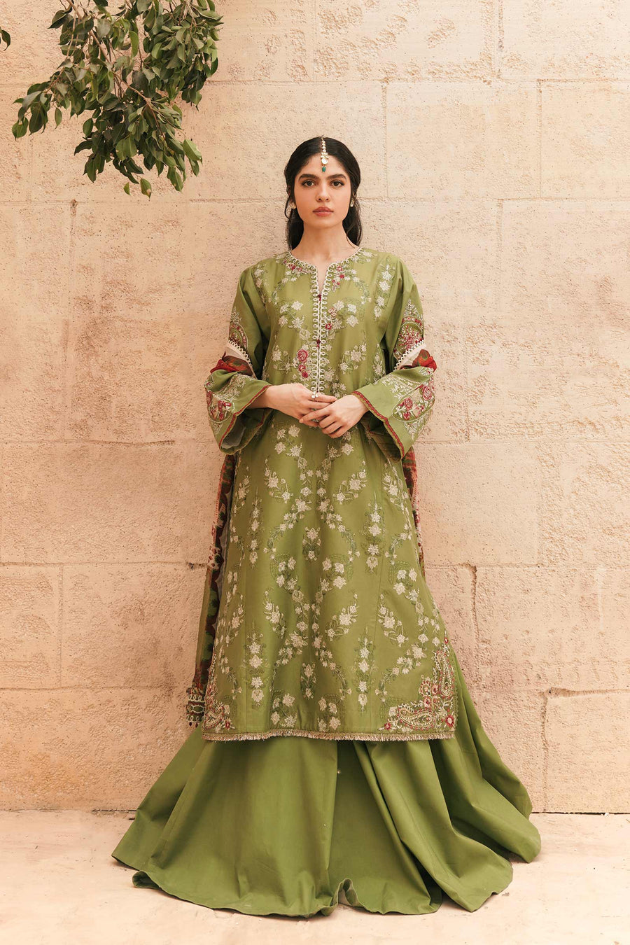 zara shahjahan green dress Zara Shahjahan 3Pc Embroidered Raw silk?Suit ZR25F0108