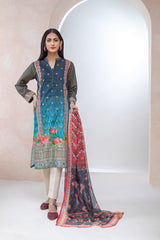 Bonanza Satrangi D Blue Lawn Suit Rsk222p01 Eid Pret 2022