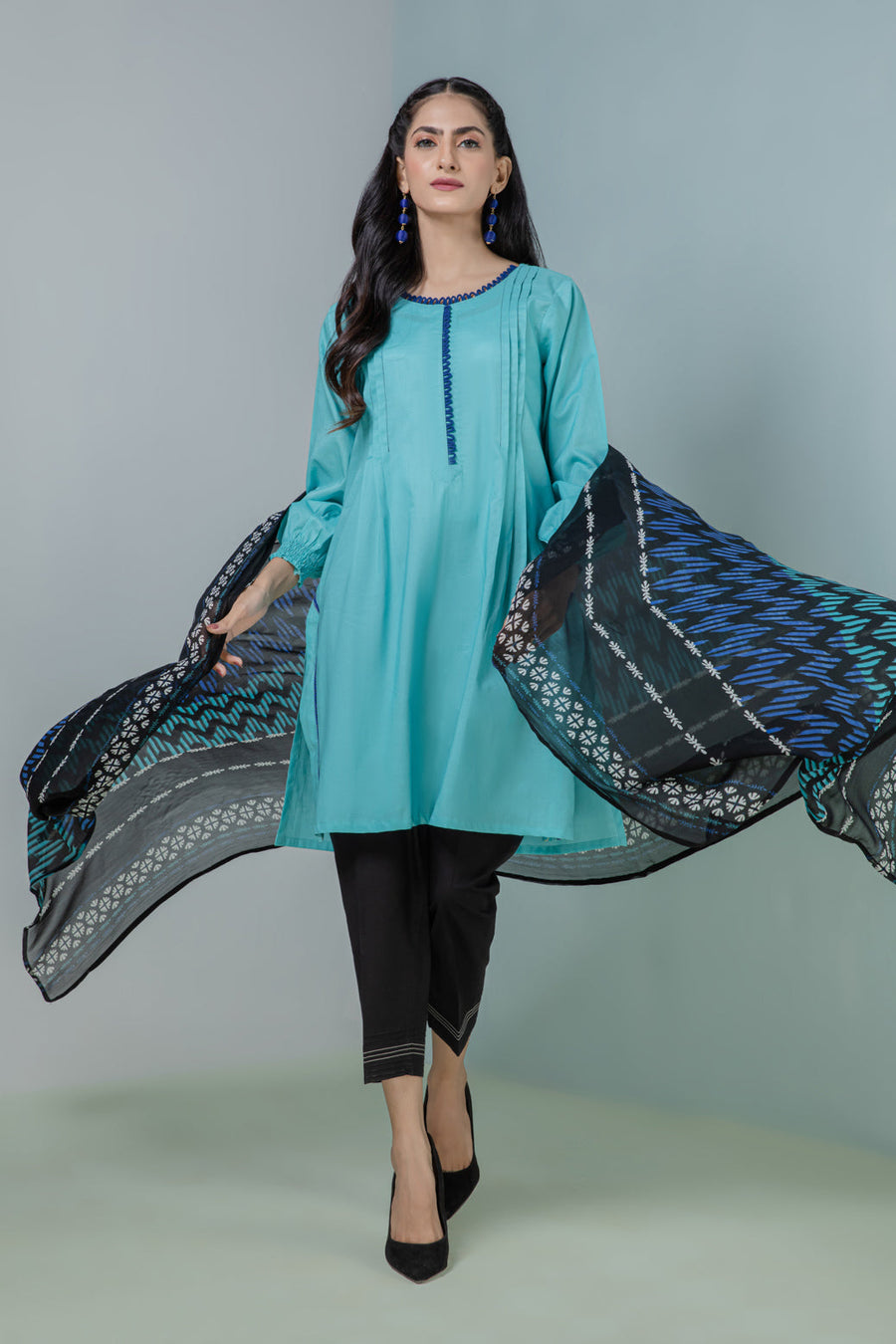 Bonanza Satrangi S Blue Lawn Suit Rsk222p07 Eid Pret 2022