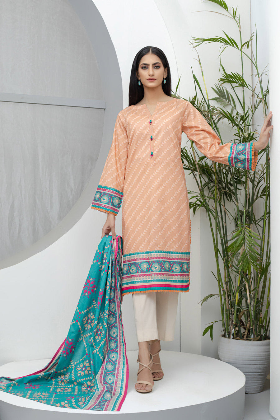 Bonanza Satrangi Peach Lawn Suit Rsk222p17 Eid Pret 2022