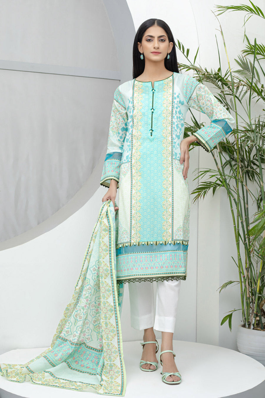 Bonanza Satrangi S Blue Lawn Suit Rsk222p21 Eid Pret 2022