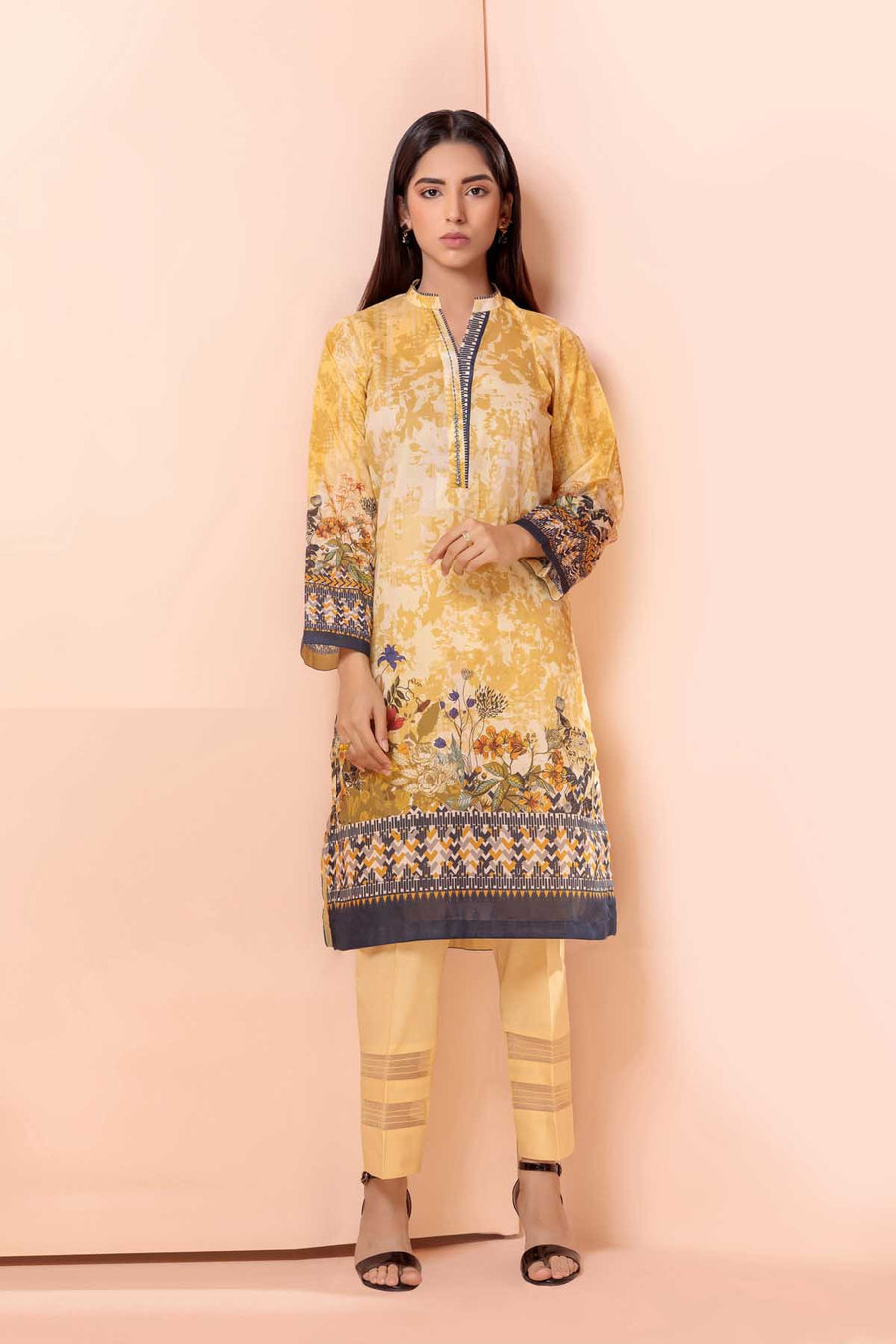 Bonanza Satrangi Yellow Lawn Suit Rsk222p34 Eid Pret 2022