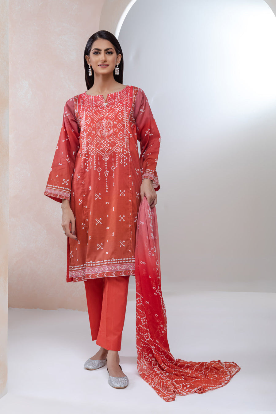 Bonanza Satrangi Red Lawn Suit Rsk223p36 Eid Pret 2022