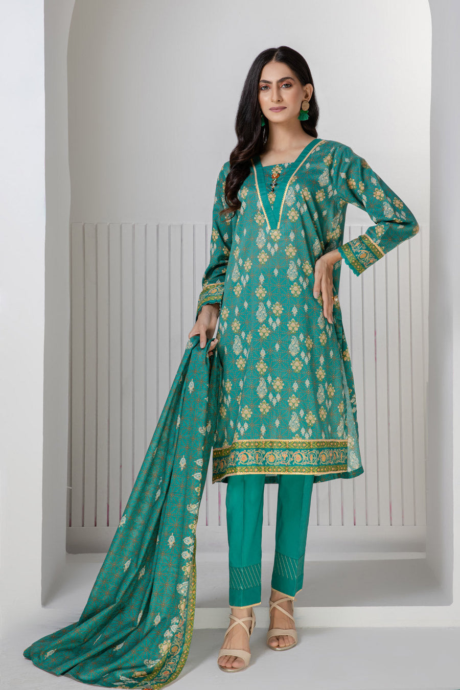 Bonanza Satrangi Green Lawn Suit Rsk223p64 Eid Pret 2022