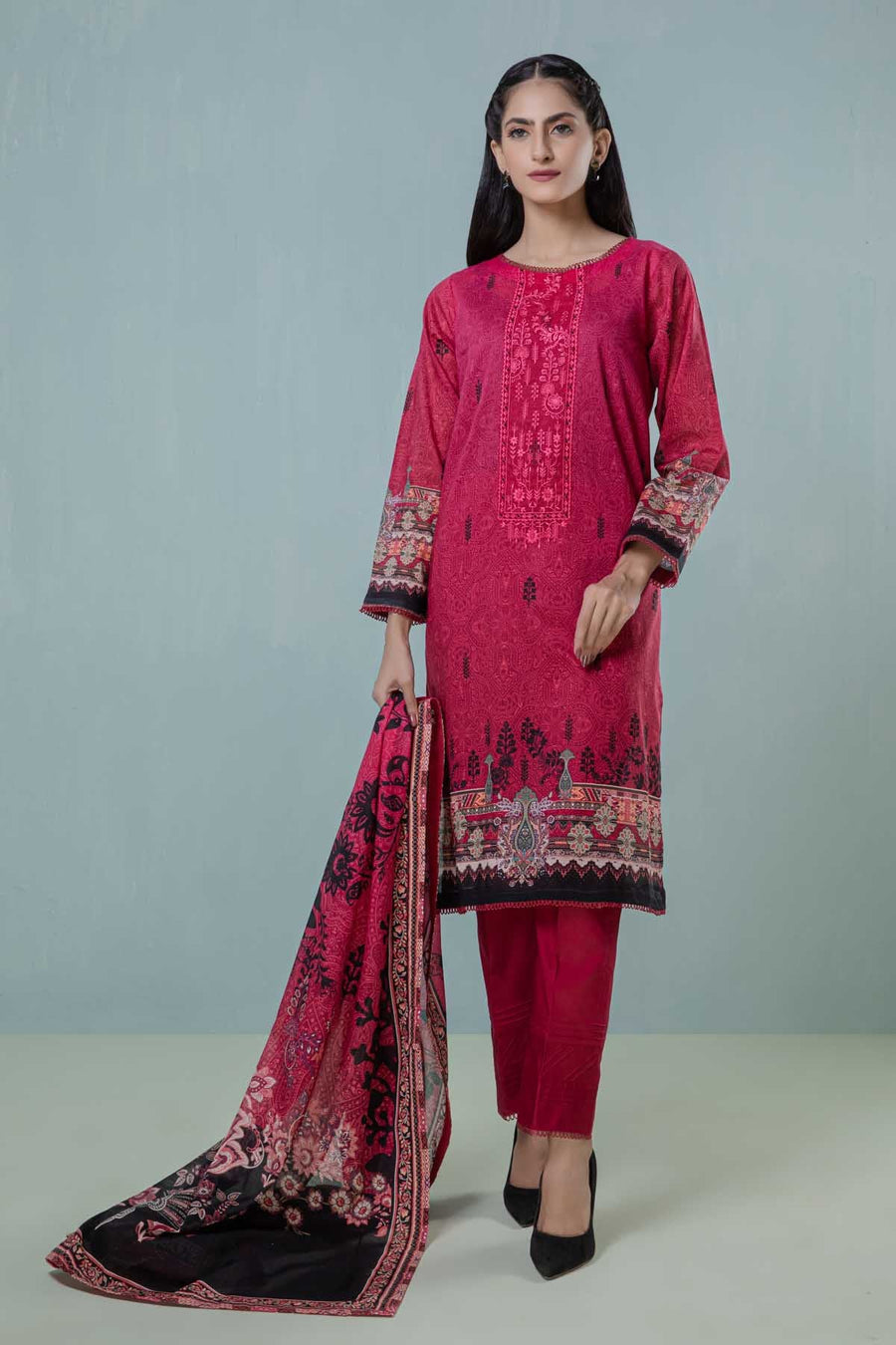 Bonanza Satrangi D Pink Lawn Suit Rsk223p68 Eid Pret 2022