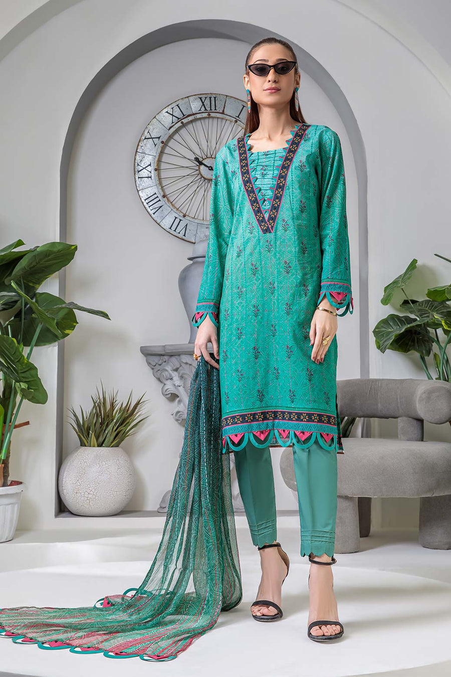 Bonanza Satrangi Rso222p20 Green Eid Prints 2022