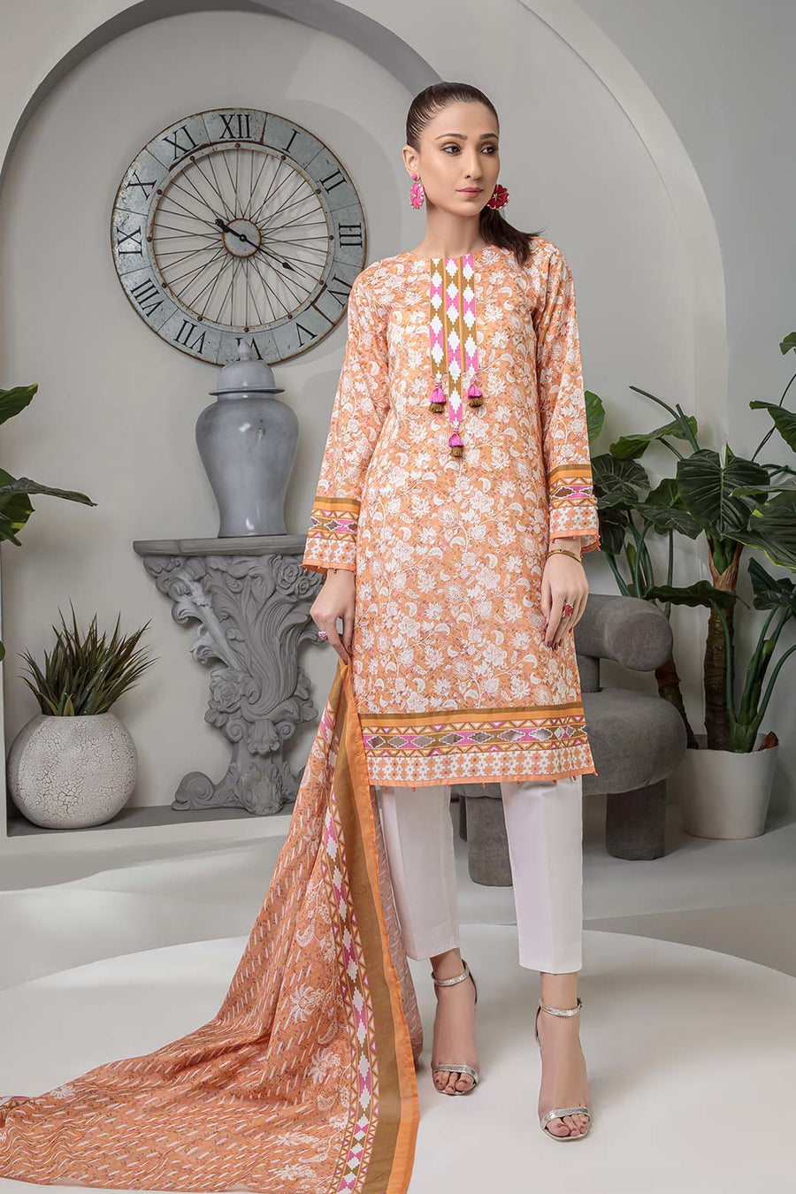 Bonanza Satrangi Rst222p03 Peach Eid Prints 2022