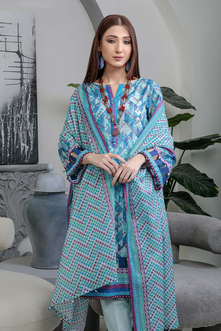 Bonanza Satrangi Rst223p03b Blue Eid Prints 2022