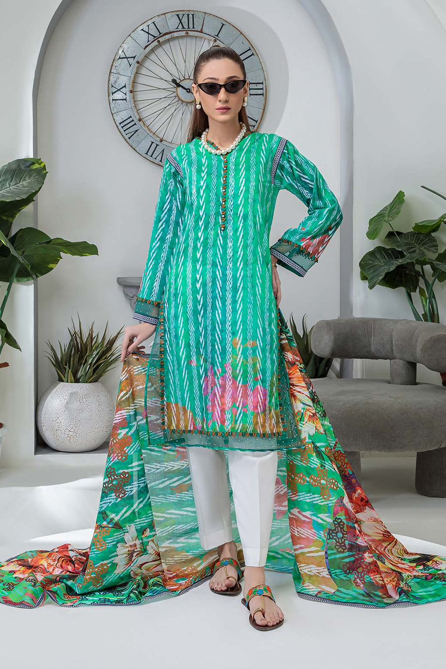 Bonanza Satrangi Rst223p26b Green Eid Prints 2022