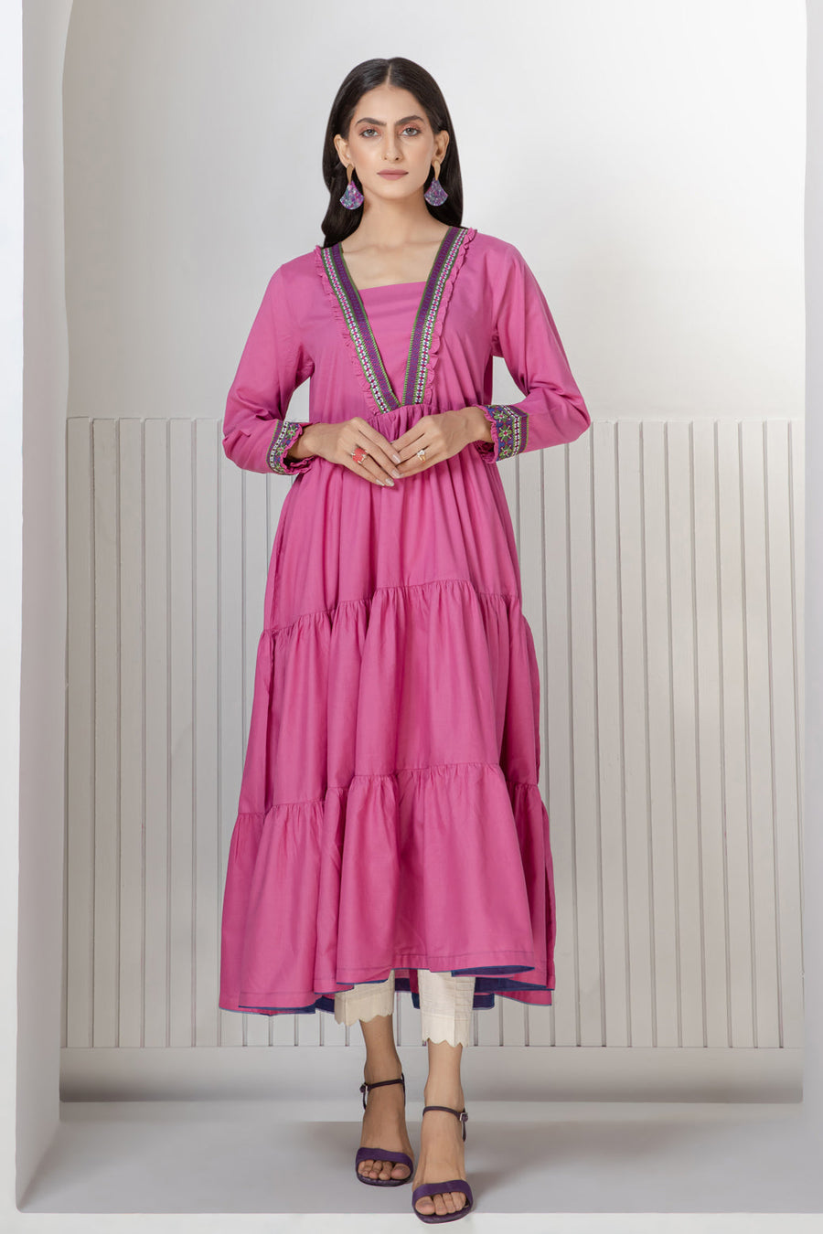 Bonanza Satrangi Pink Cambric Kurti Ssk221p05 Eid Pret 2022