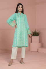 Bonanza Satrangi Aqua Green Lawn Chikankari Kurti Ssk221p08 Eid Pret 2022