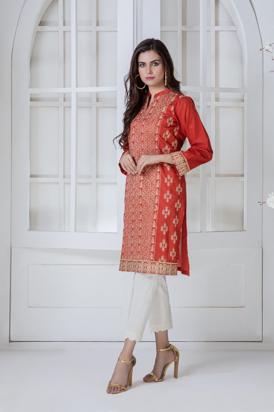 Bonanza Satrangi Rust Lawn Kurti Ssk221p09 Eid Pret 2022