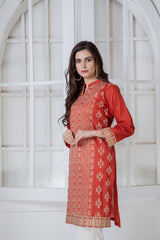 Bonanza Satrangi Rust Lawn Kurti Ssk221p09 Eid Pret 2022