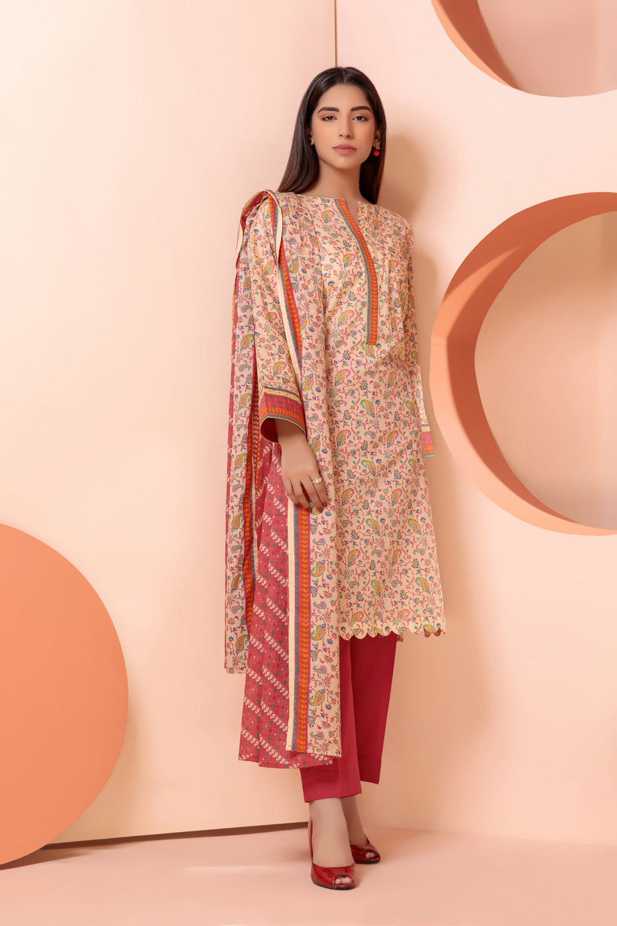 Bonanza Satrangi Beige Lawn Suit Ssk223p30 Eid Pret 2022