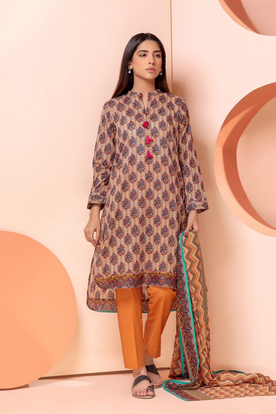 Bonanza Satrangi Orange Lawn Suit Ssk223p34 Eid Pret 2022