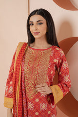 Bonanza Satrangi Red Lawn Suit Ssk223p49 Eid Pret 2022