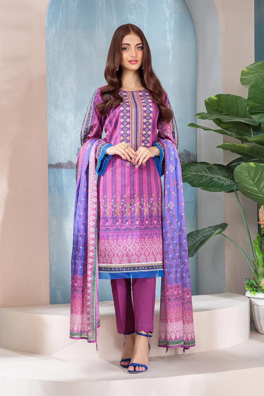 Bonanza Satrangi Teaberry Sso222p13 Summer Collection 2022