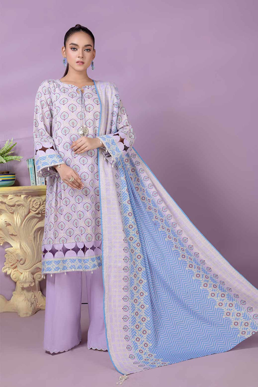 Bonanza Satrangi Lilac Khaddar Suit (SWO223P03B) Winter Collection 2022