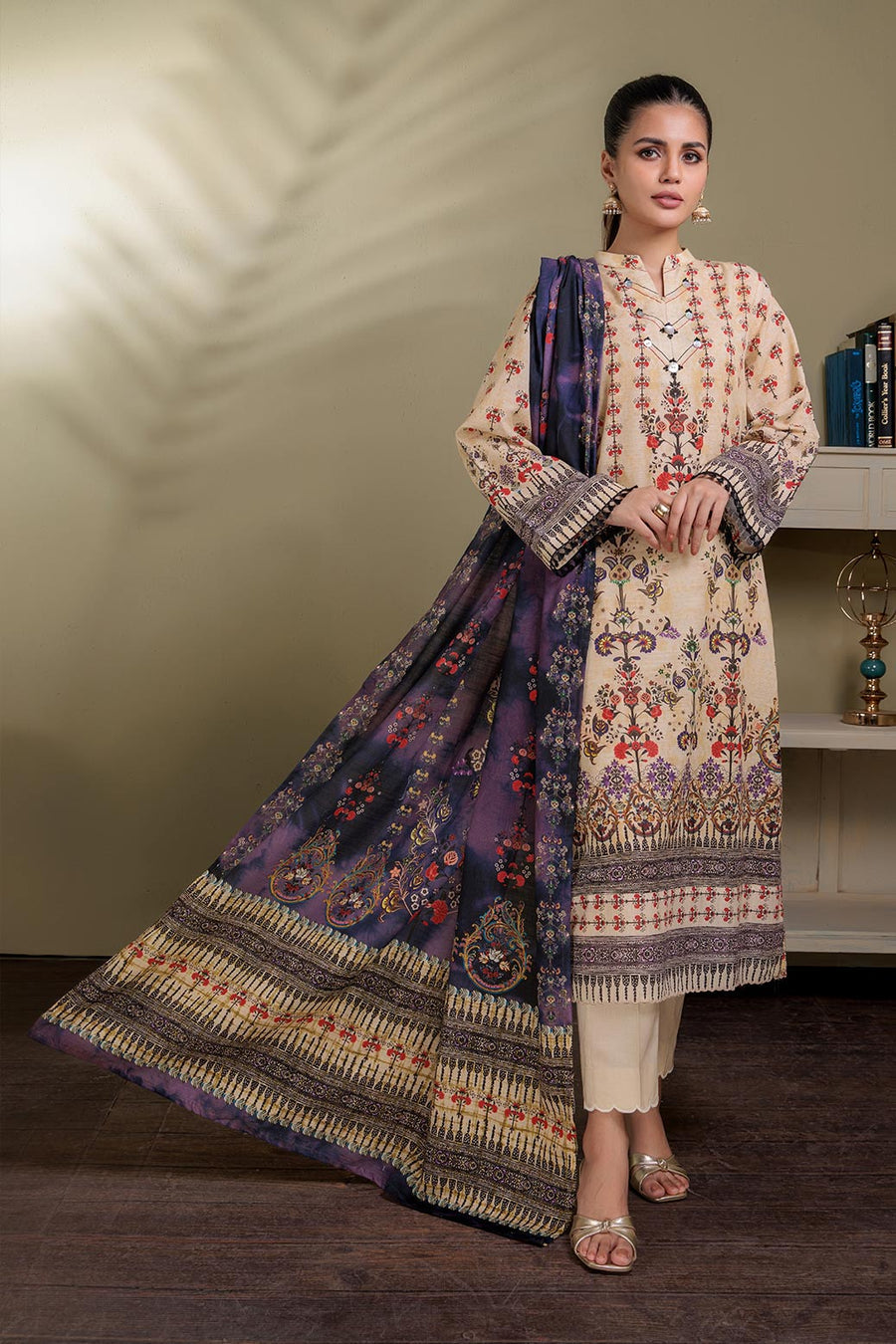 Bonanza Satrangi Cream Khaddar Suit (SWO223P13B) Winter Collection 202 ...