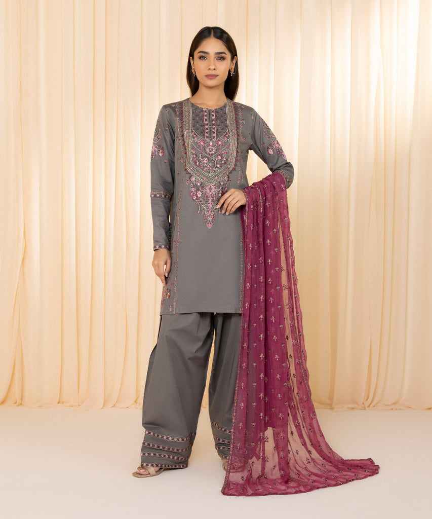 Salitex Roma Luxury Unstitched Embroidered Cotton Net 3 Piece Suit SUNW6RO002UT - Festive Collection main image 0
