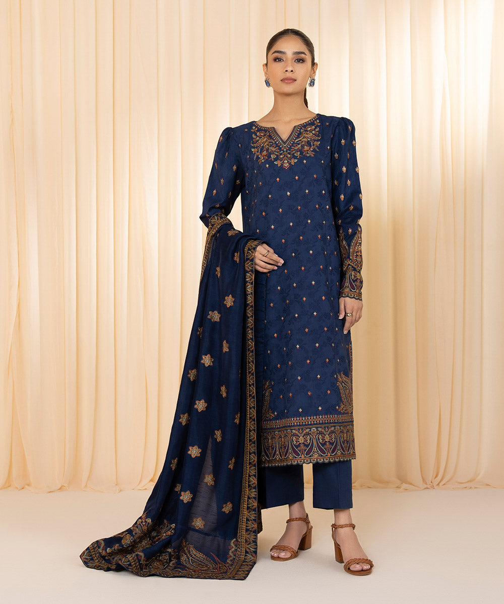 Sapphire U3PE-LX23V10-8 - 3 Piece - Embroidered Jacquard Suit Festive ...