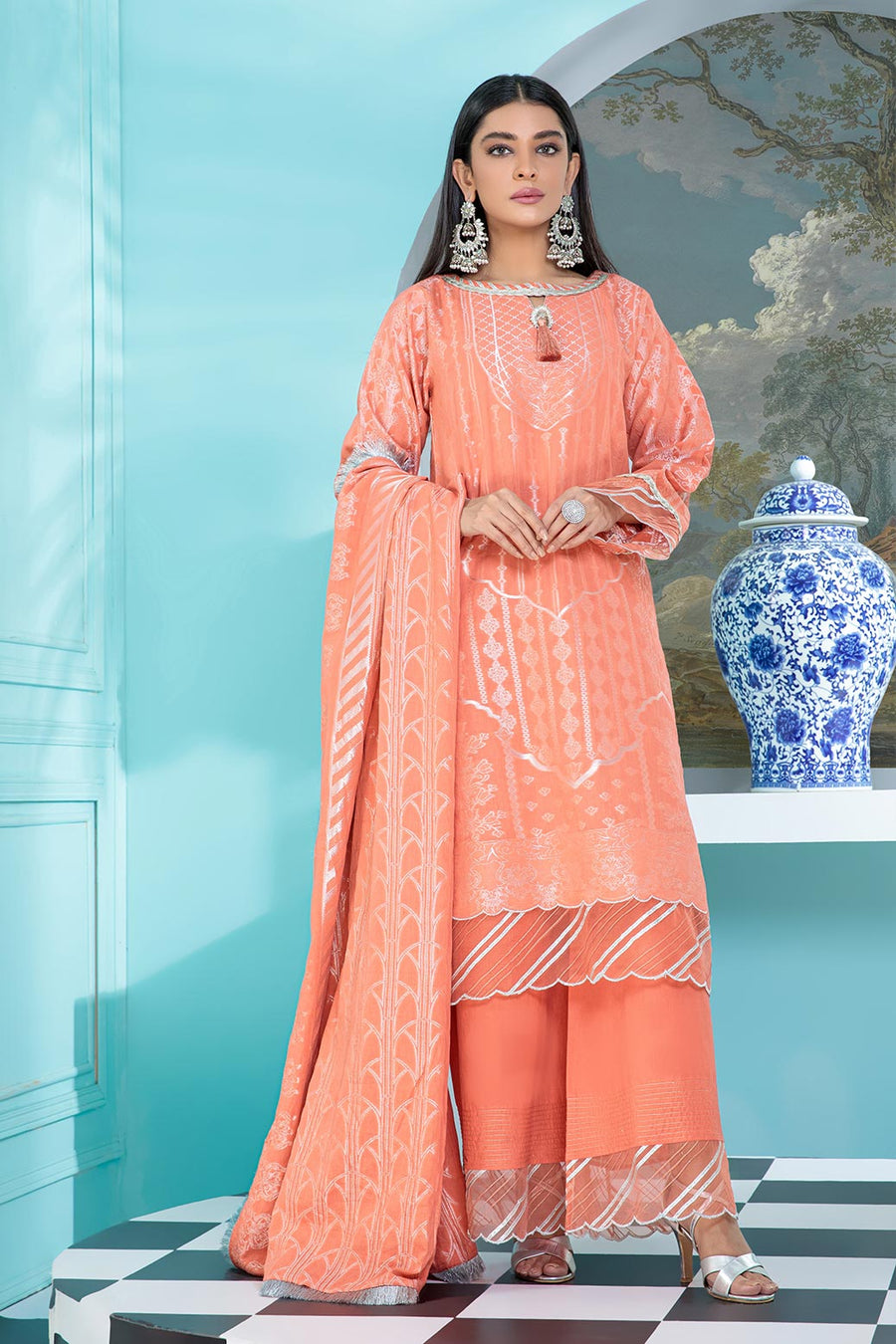 Bonanza Satrangi Usjs223p01 Coral Bunai Jacquard 2022