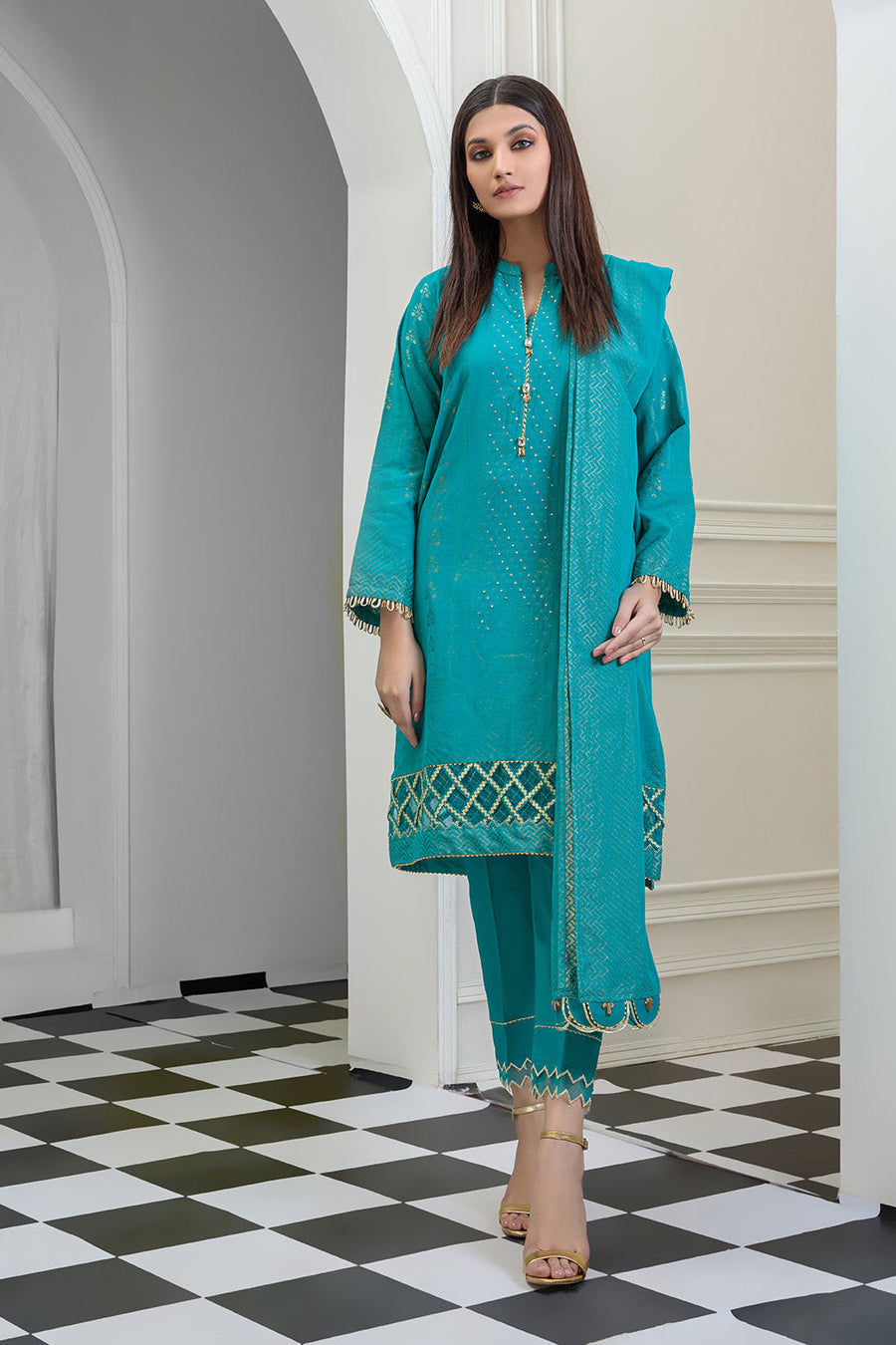 Bonanza Satrangi Usjs223p02 Green Bunai Jacquard 2022