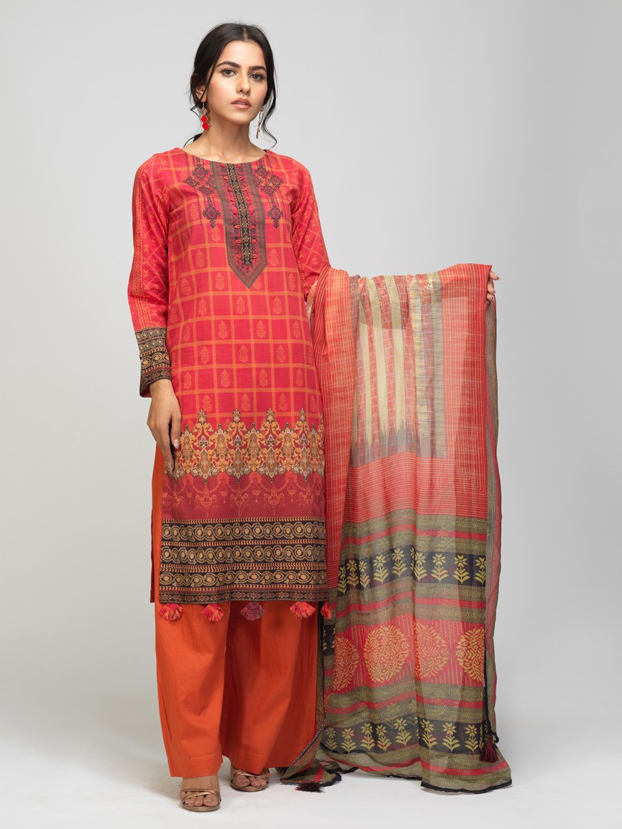 Salitex Lawn Shirt With Printed Chiffon Dupatta 2pc Lawn Sd 00001 Summer Collection 2021